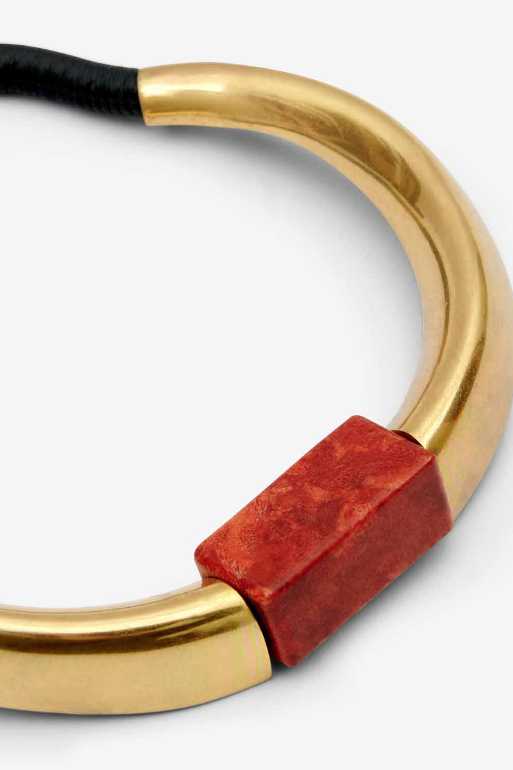 Noly necklace with stone - Orange-light brass - Woman - 3