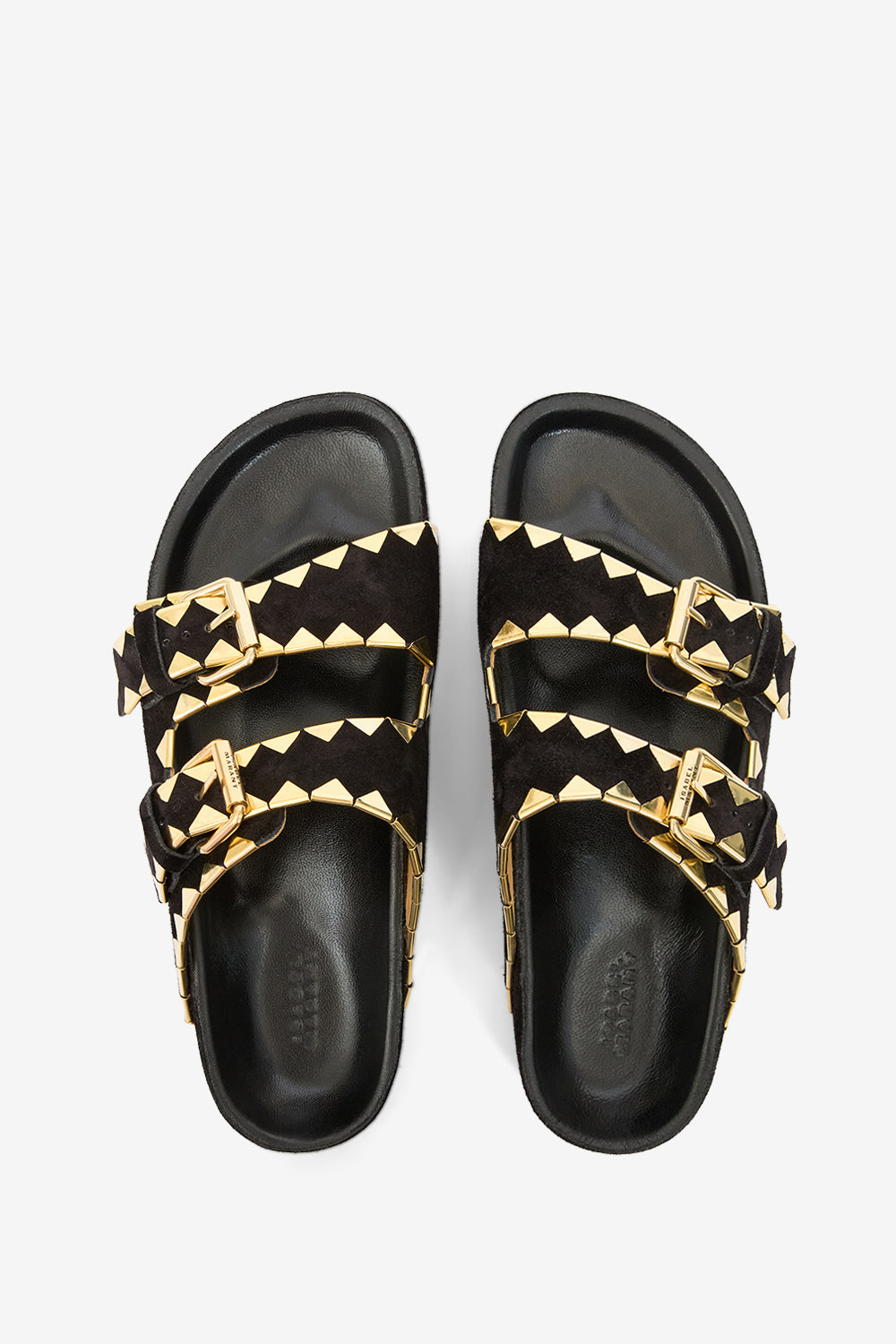 Lennyo 装飾付きレザー フラットサンダル - Black and gold - Woman - 4