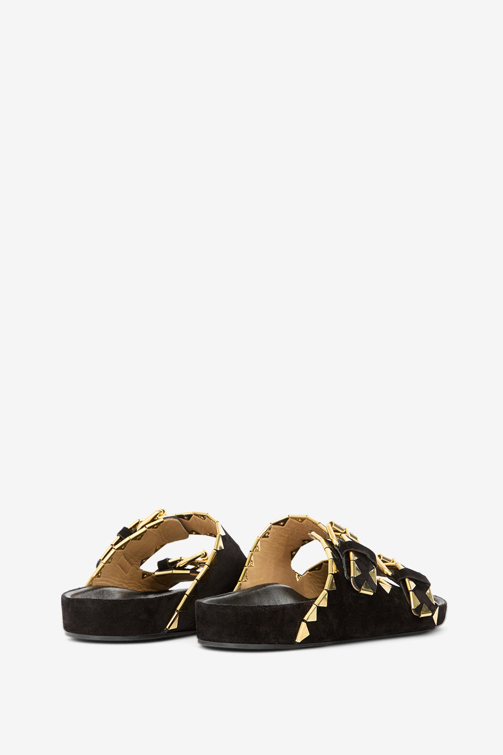 Lennyo 装飾付きレザー フラットサンダル - Black and gold - Woman - 2