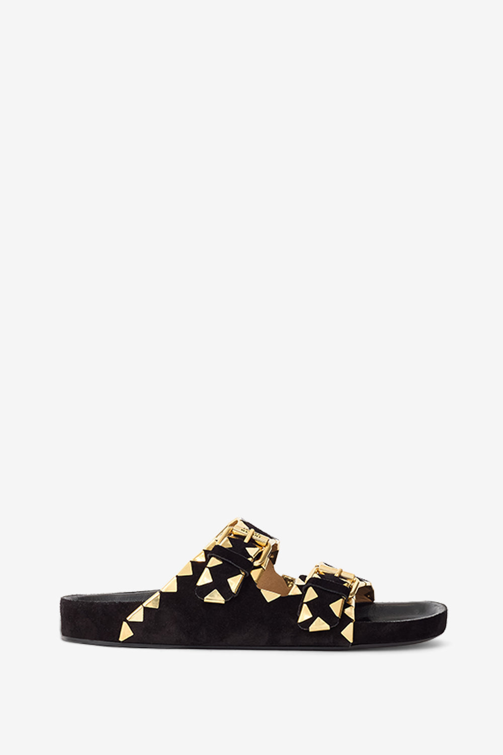 Lennyo 装飾付きレザー フラットサンダル - Black and gold - Woman - 1