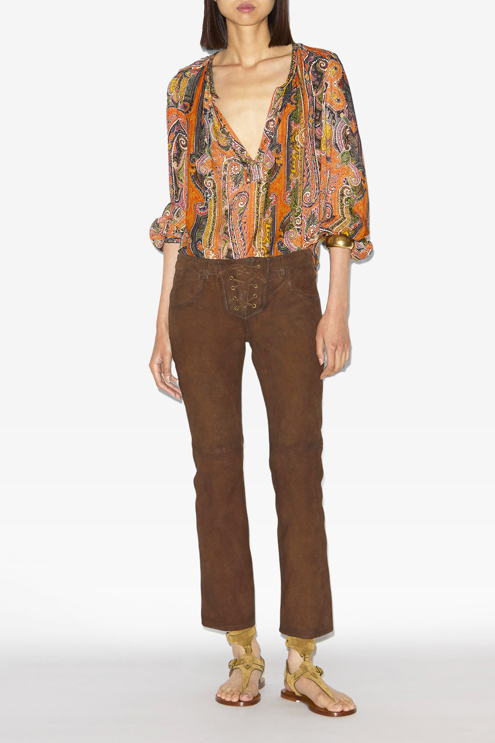 スエードレザーのeveenフラットサンダル - Taupe - Woman - 5