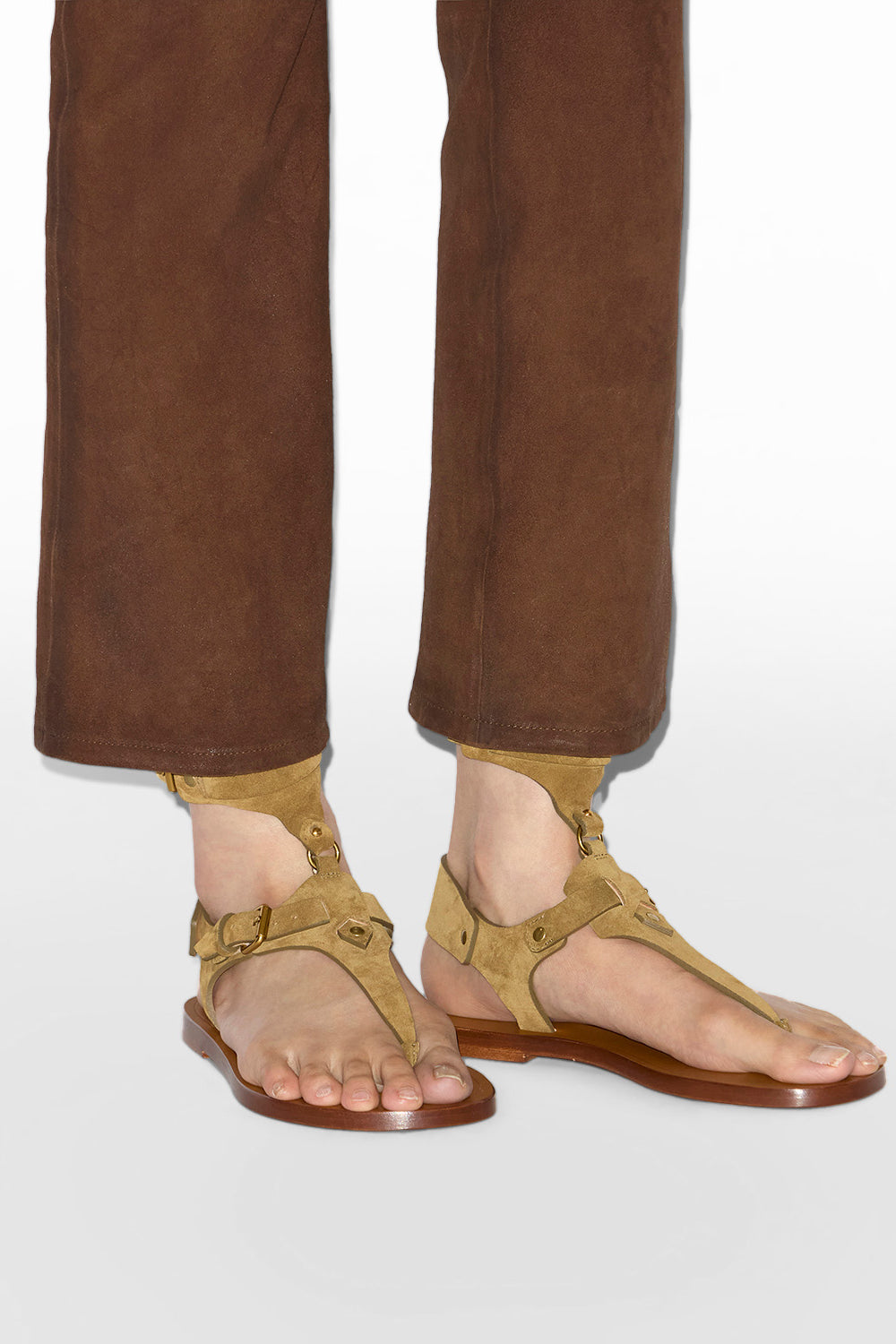 スエードレザーのeveenフラットサンダル - Taupe - Woman - 6