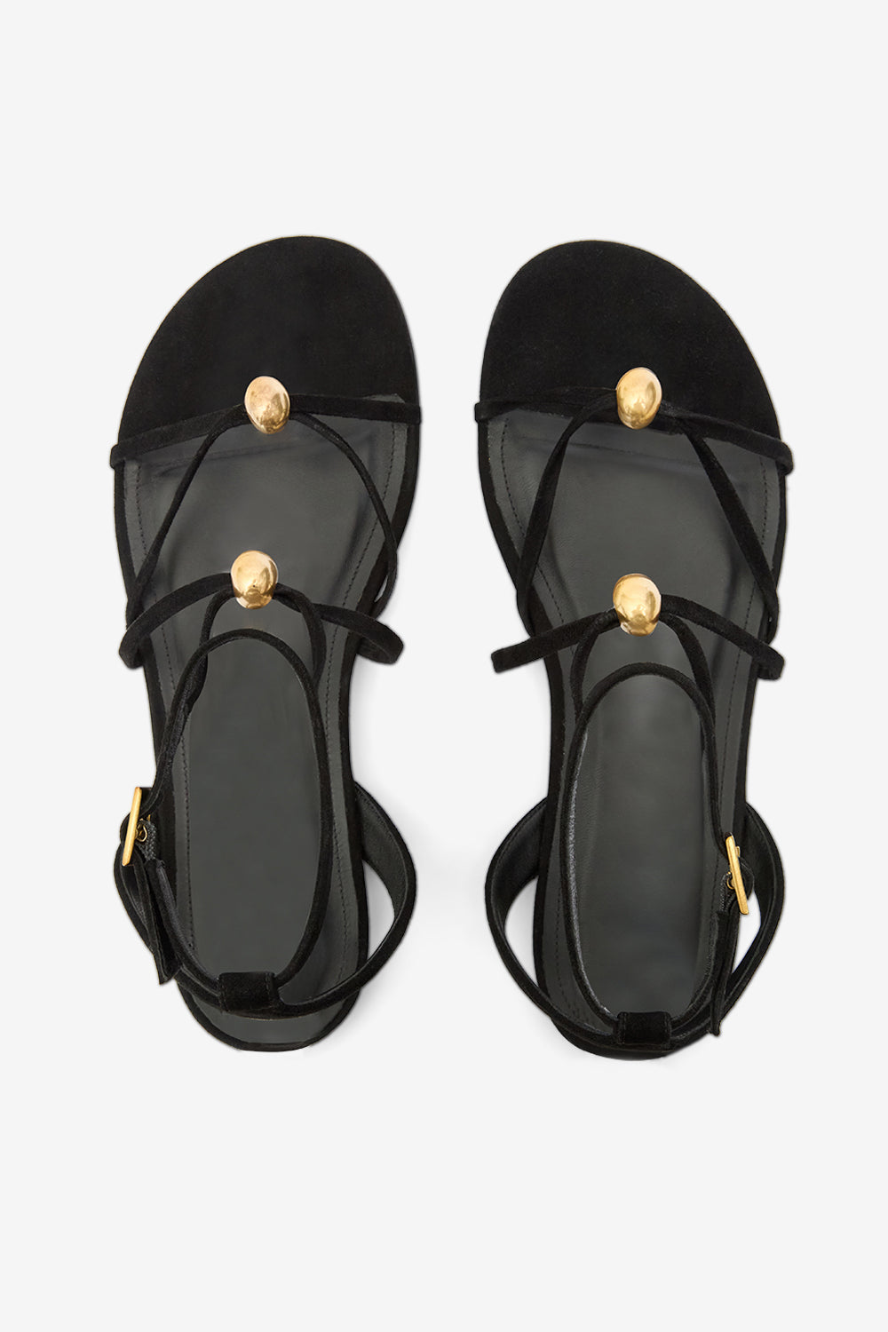 Aeza スエードレザー フラットサンダル - Black and gold - Woman - 4