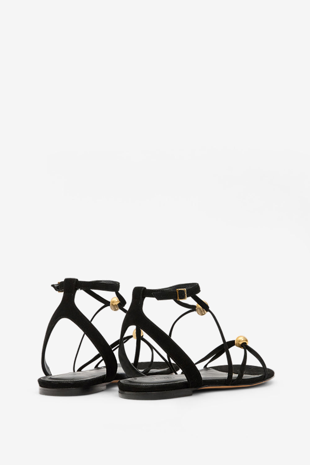 Aeza スエードレザー フラットサンダル - Black and gold - Woman - 2