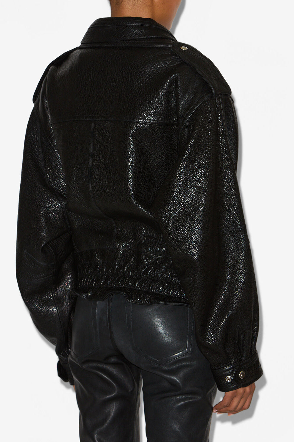 Aneli lambskin leather jacket with pockets - Black - Woman - 4