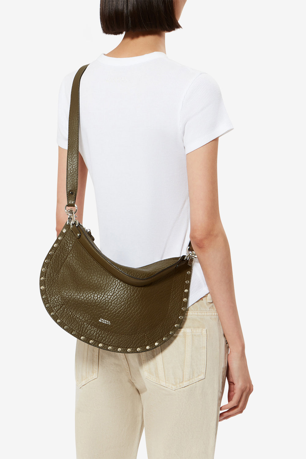 Oskan soft zip bubble leather bag - Khaki - Woman - 7