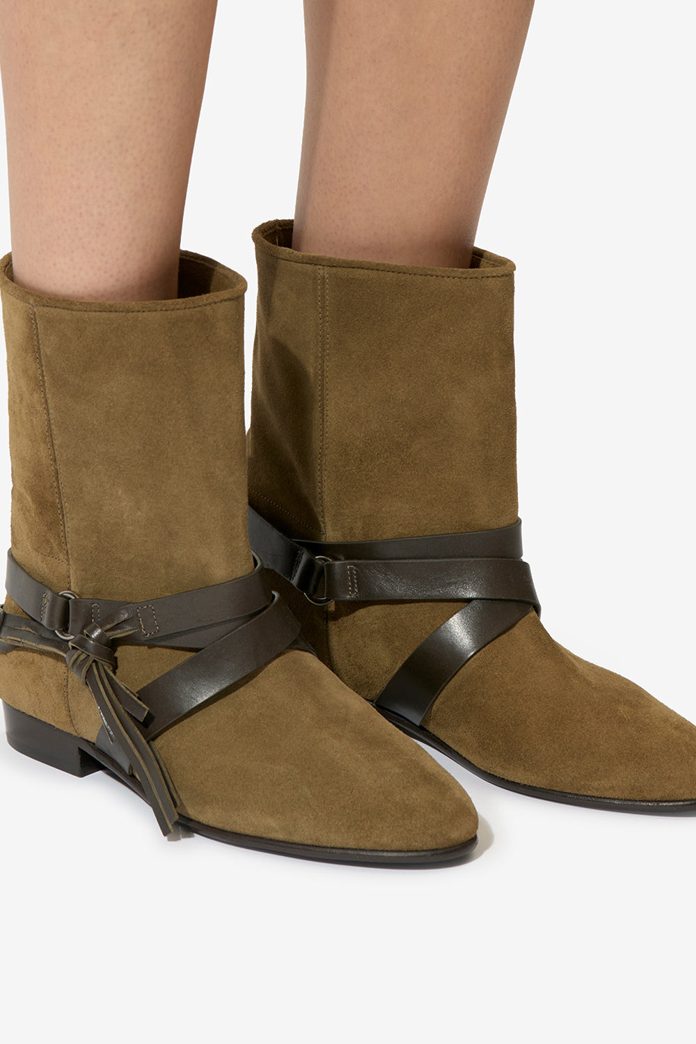 Rejen スエードレザー フラット アンクルブーツ - Dark olive - Woman - 5