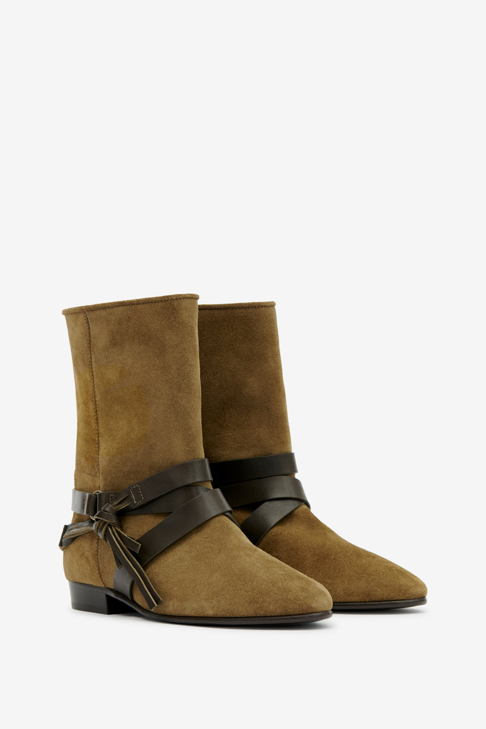 Rejen スエードレザー フラット アンクルブーツ - Dark olive - Woman - 3