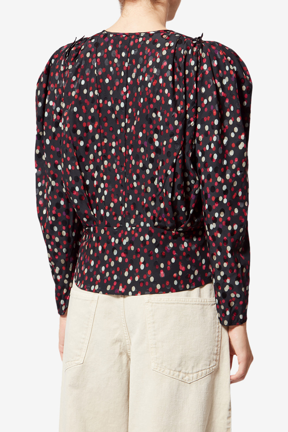 Zarga silk polka dot print top - Black-red - Woman - 5