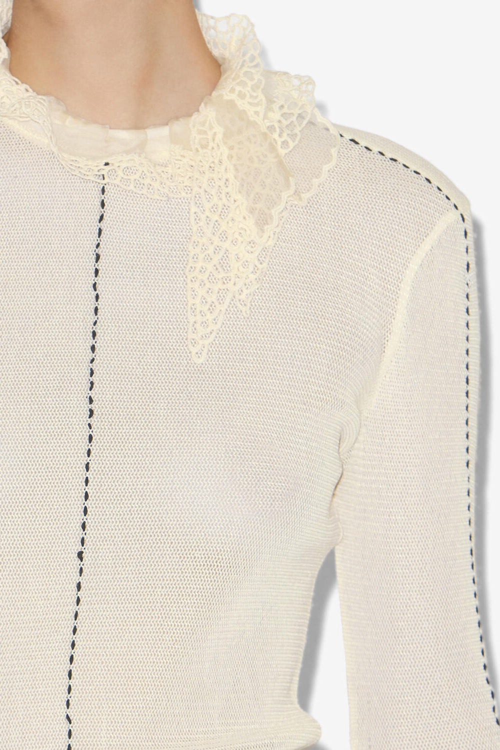 Top à manches longues en maille fine sarah - Écru - Woman - 3