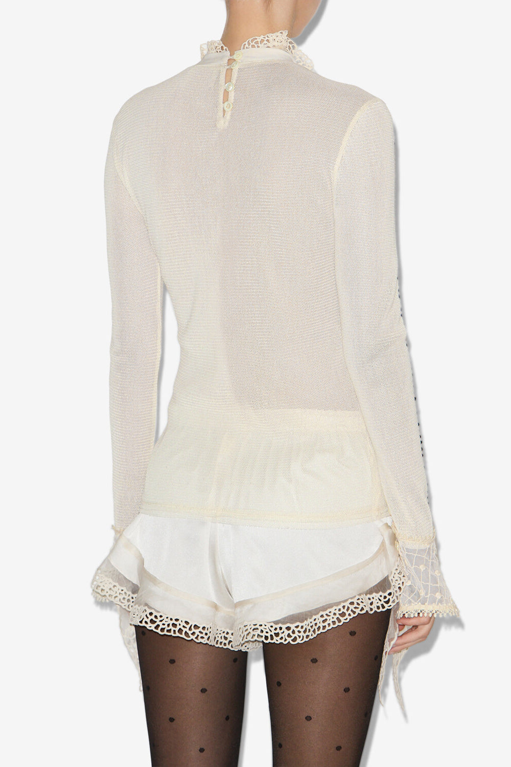 Top à manches longues en maille fine sarah - Écru - Woman - 5