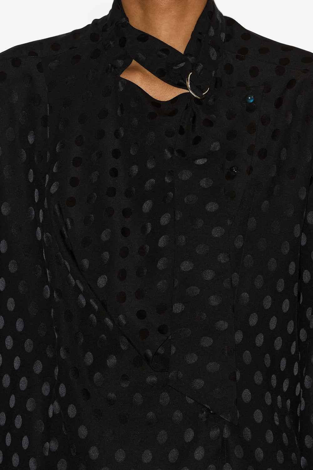 Blusa emany de seda con estampado de lunares - Negro - Woman - 3