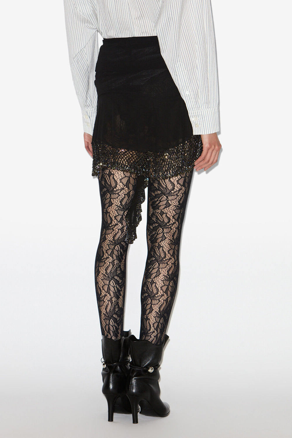 Jupe courte foulard enaya en soie - Noir - Woman - 5