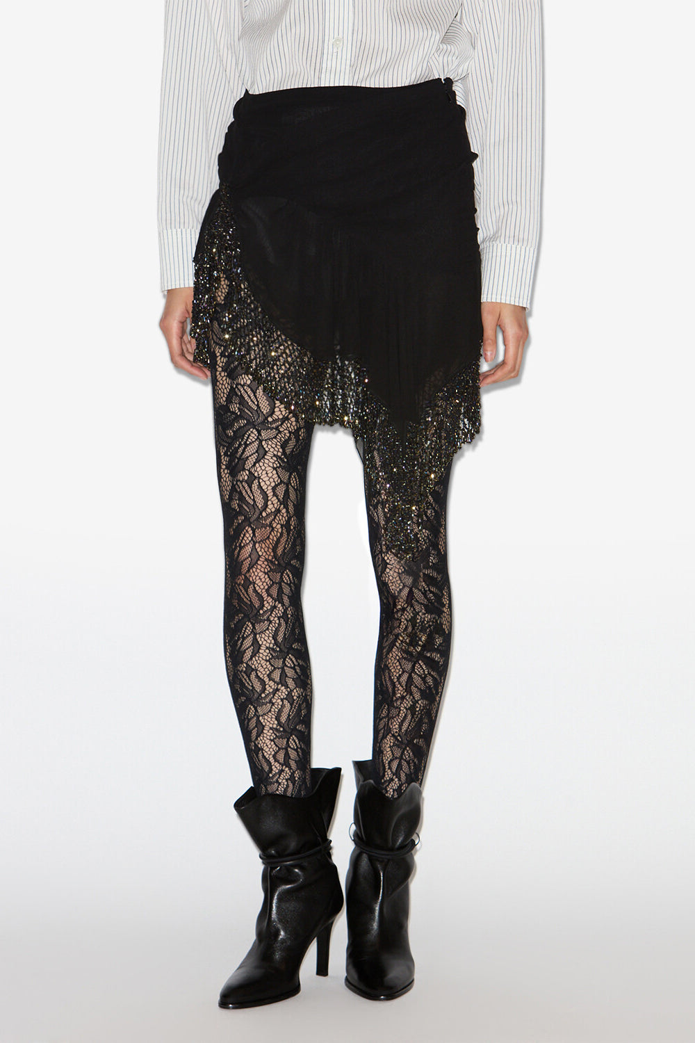 Jupe courte foulard enaya en soie - Noir - Woman - 4