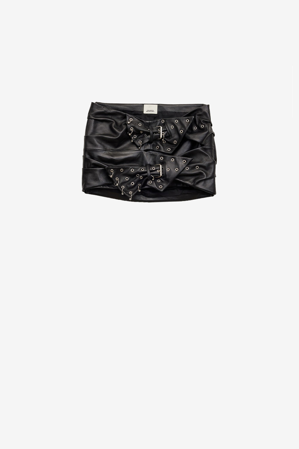 Chani draped leather mini skirt - Black - Woman - 1