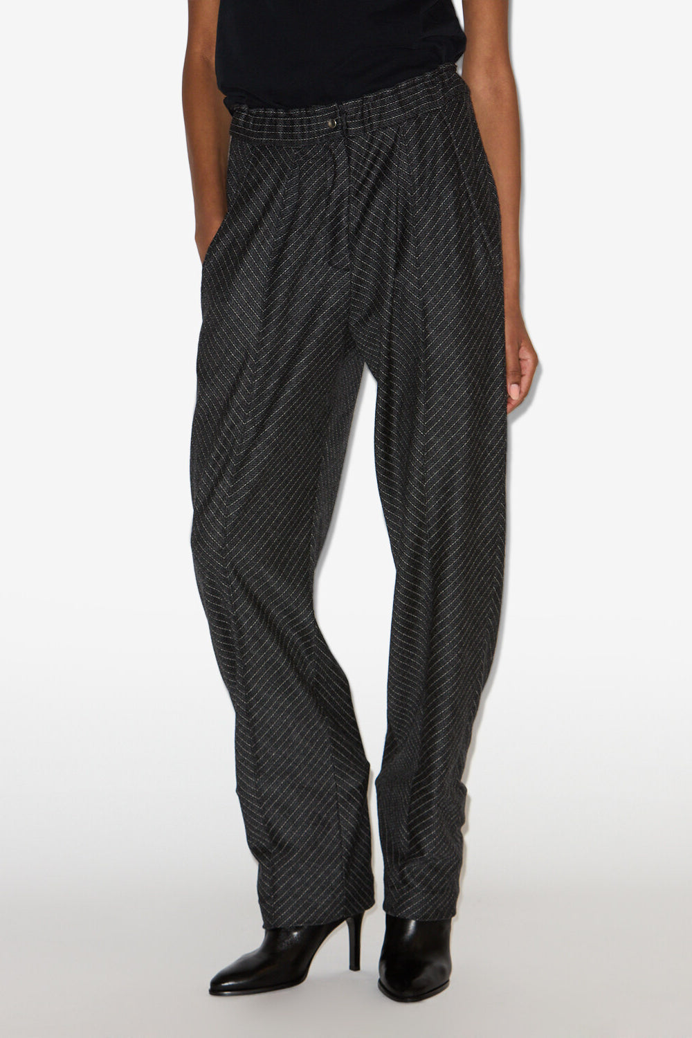 Rakia pleated virgin wool pants - Anthracite - Woman - 4