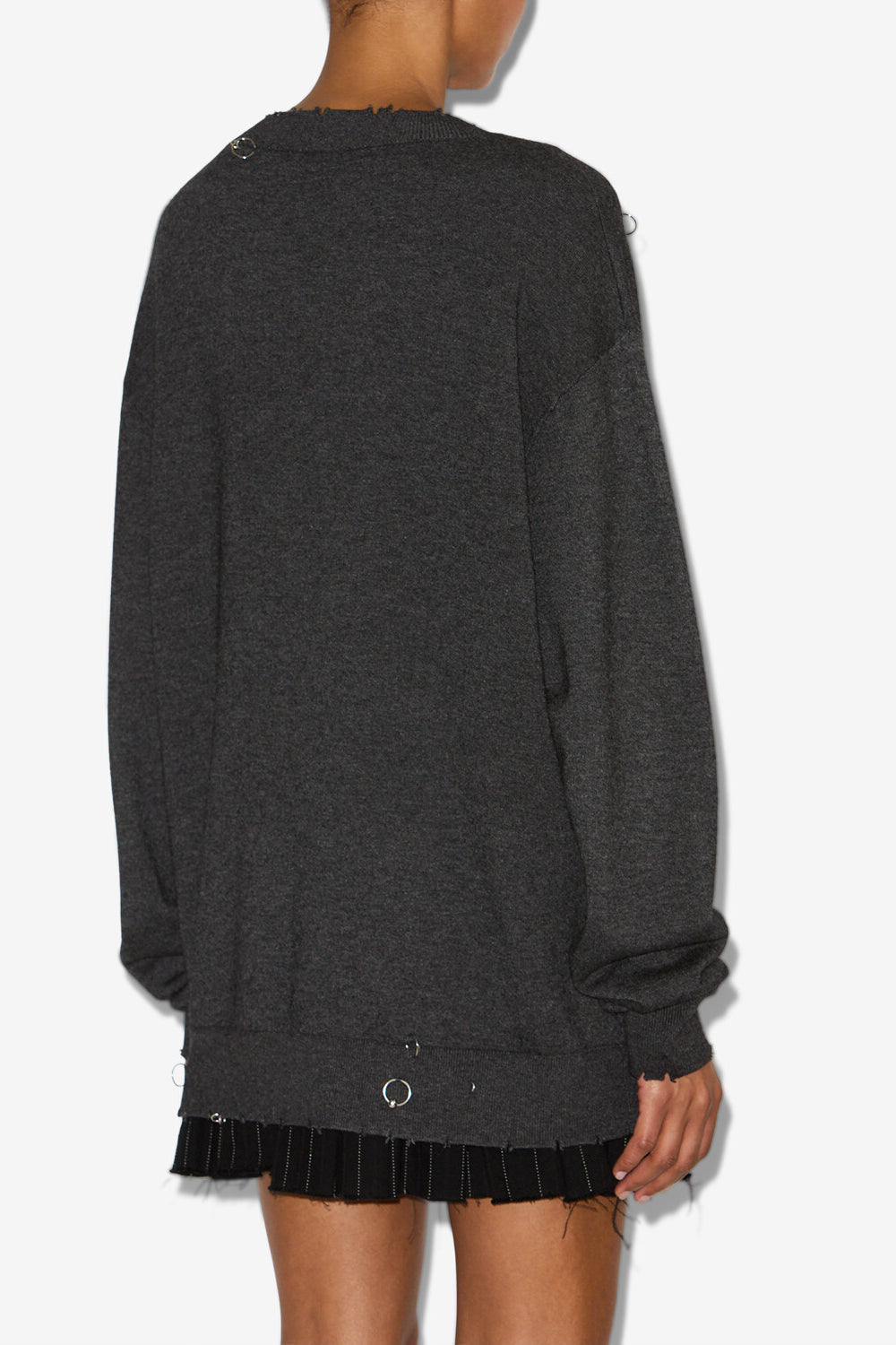 Cassandre wool sweater with rings - Anthracite - Woman - 5