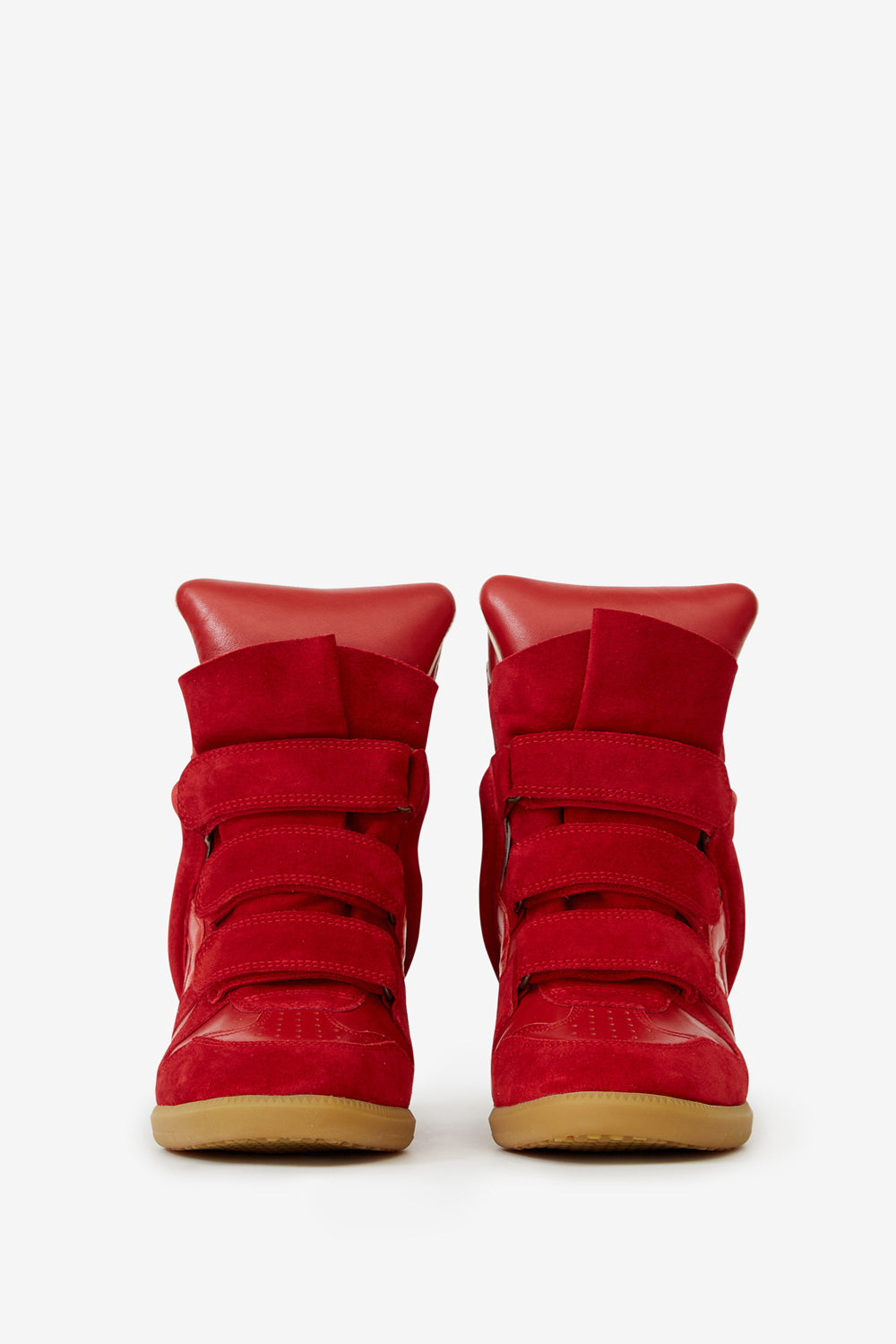 Bekett suede calfskin leather wedge sneakers - Red - Woman - 4