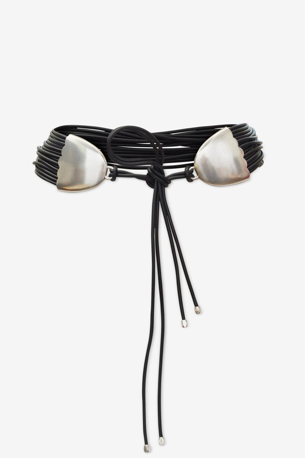 양가죽 소재의 묶는 벨트 - Black and silver - Woman - 1