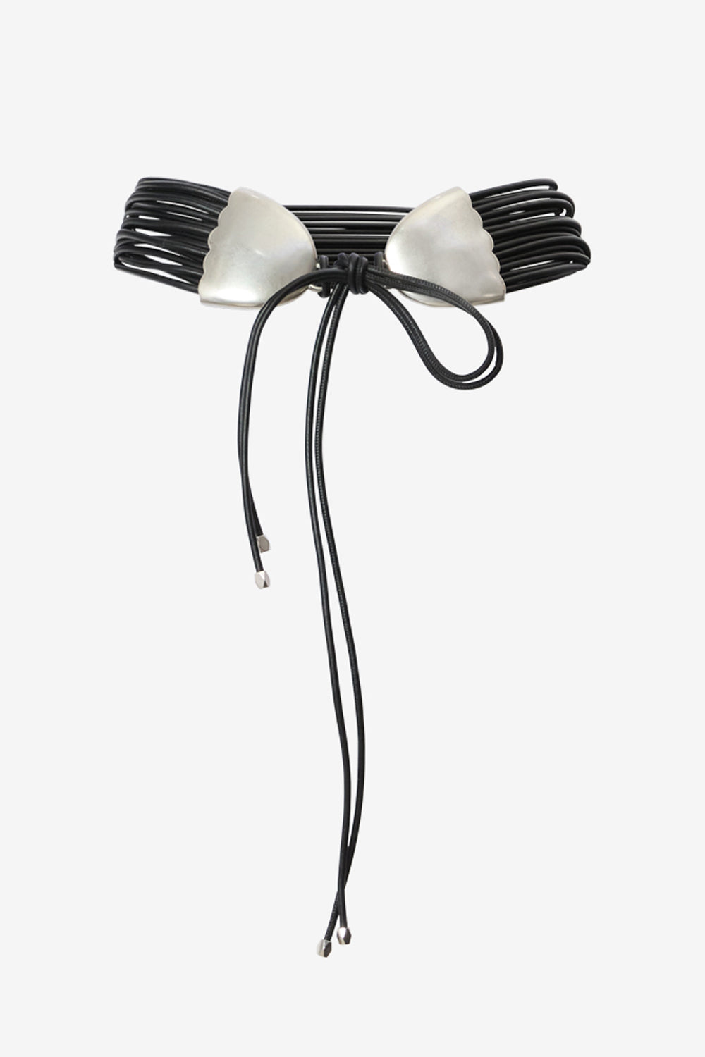 Gürtel zum binden aus lammleder - Black and silver - Woman - 1