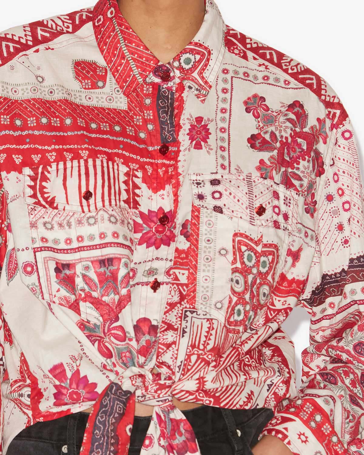 Nathy シャツ Woman Red and ecru 2