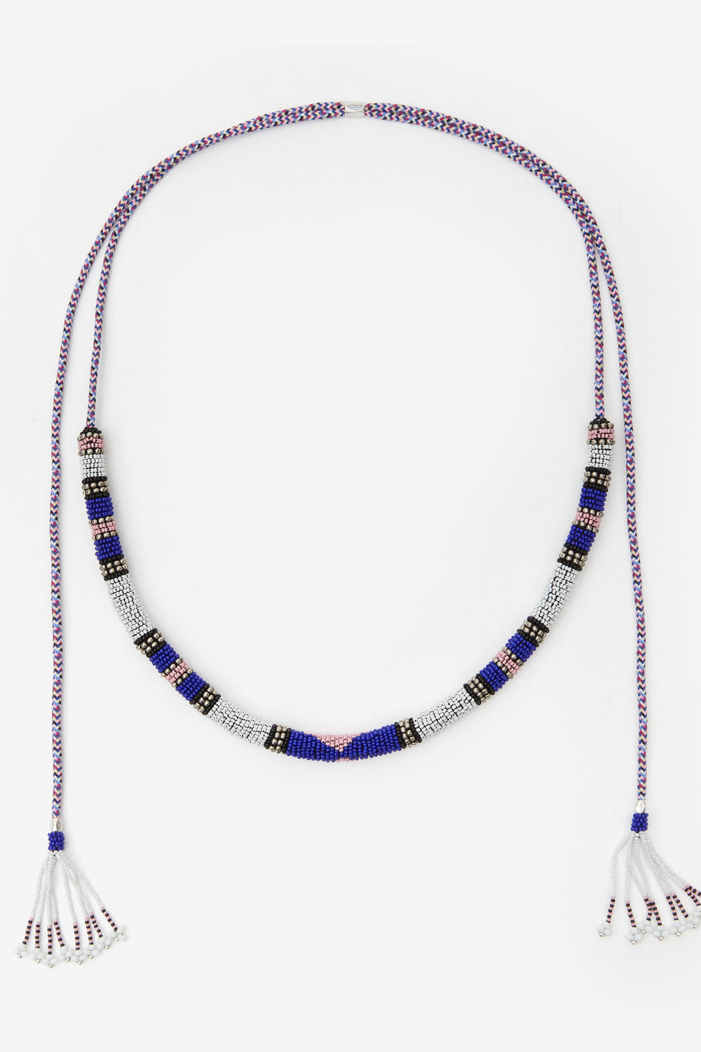 Collier nuna en corde et perles - Blanc et argenté - Woman - 1