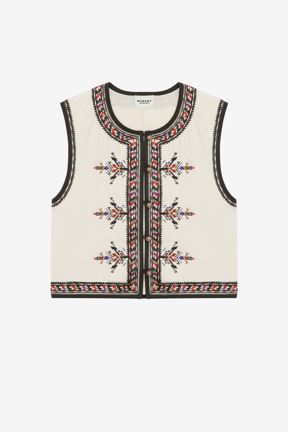 Gilet court zeana en gaze brodée - Écru - Woman - 1