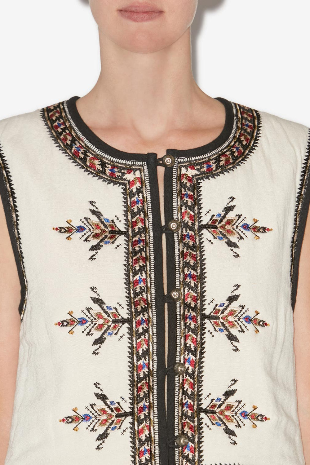 Gilet court zeana en gaze brodée - Écru - Woman - 3