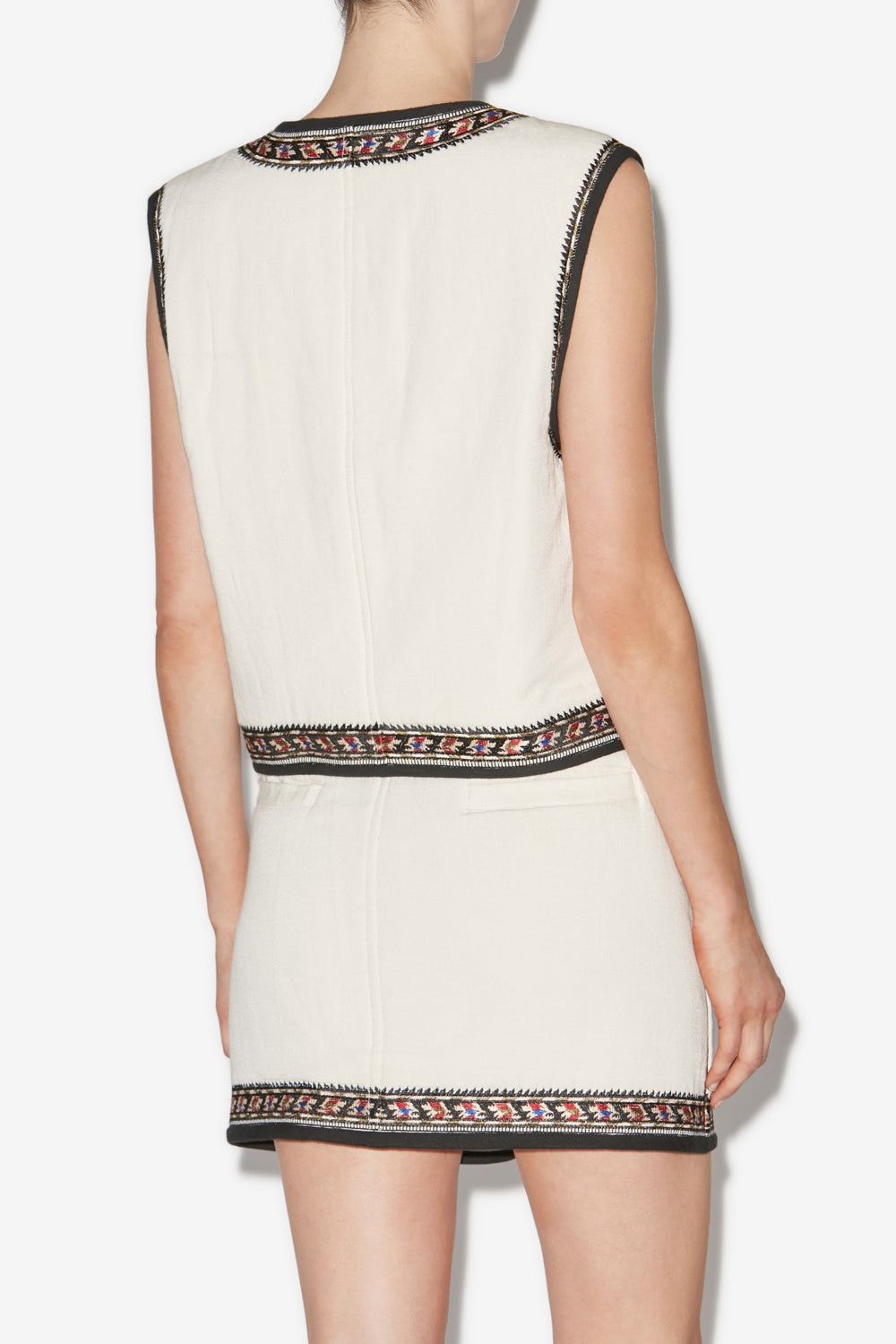 Gilet court zeana en gaze brodée - Écru - Woman - 5