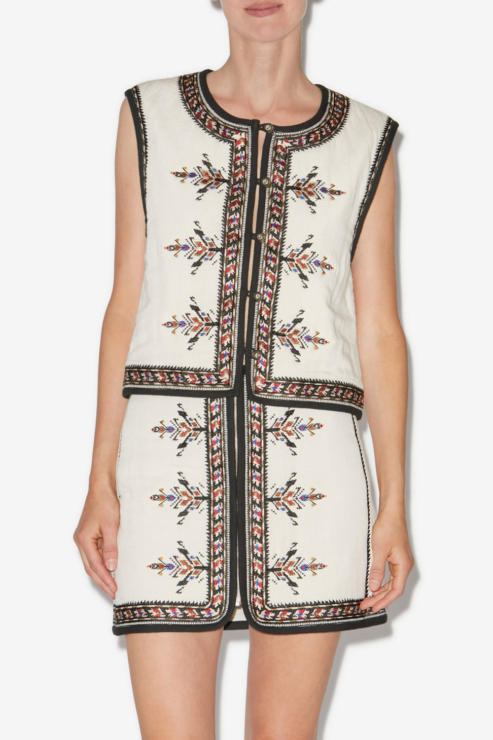 Gilet court zeana en gaze brodée - Écru - Woman - 4