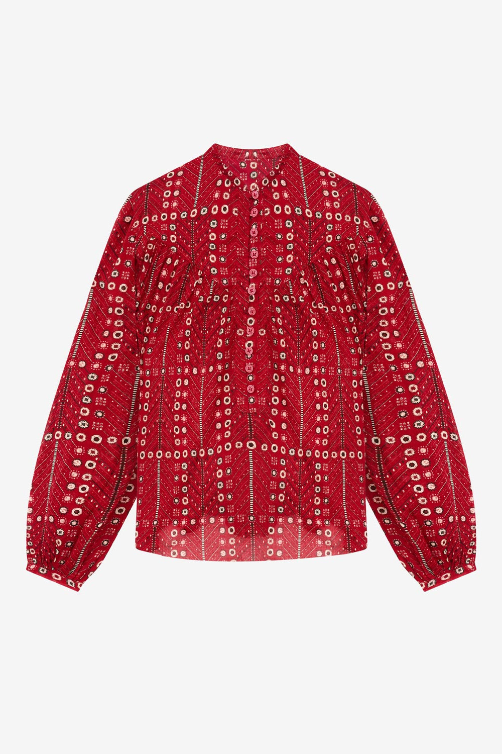 Salika printed and gathered cotton voile blouse - Red - Woman - 1