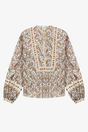 Blusa gayle de voile de algodón estampado - Crudo - Woman