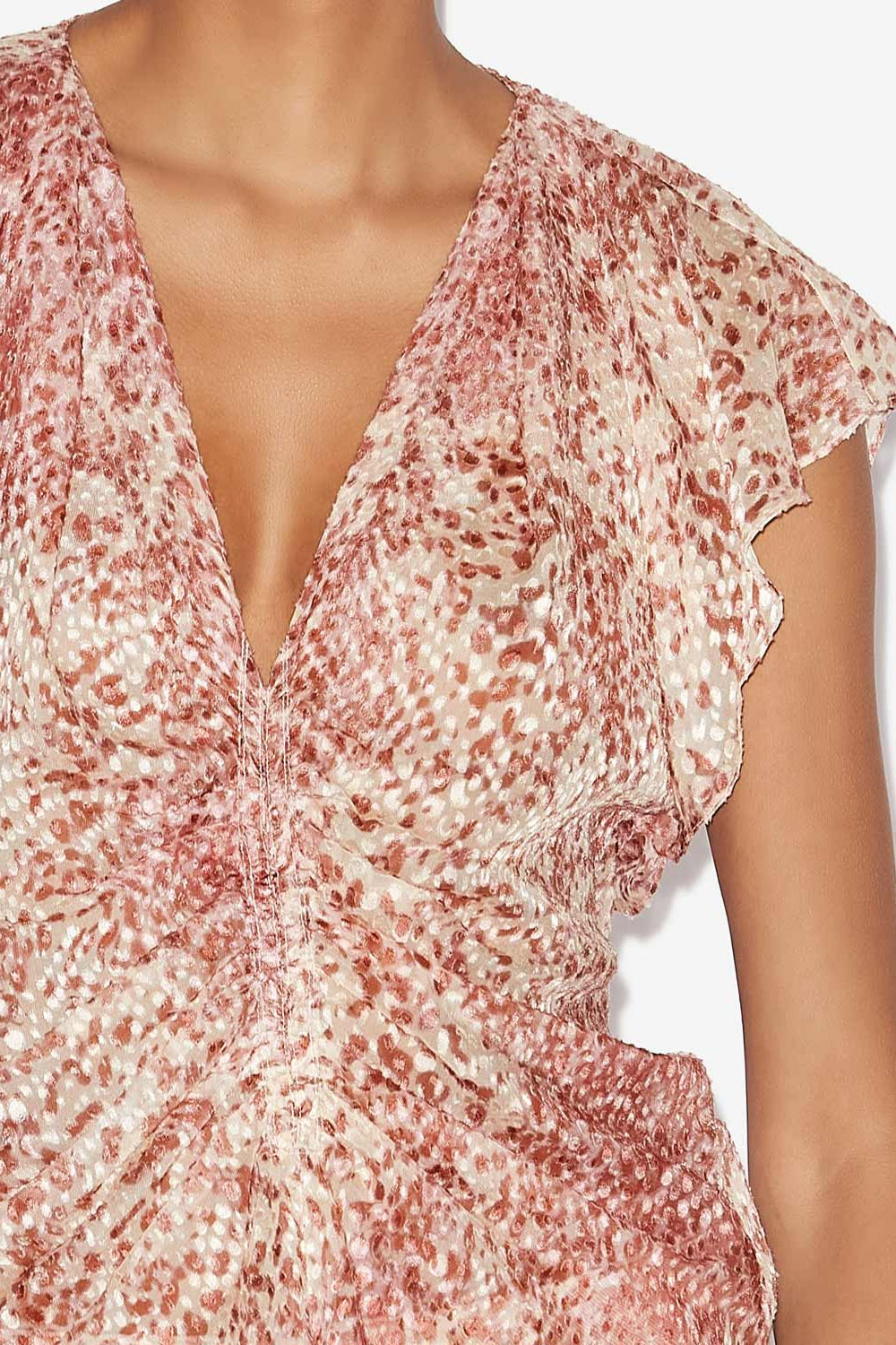 Lonea flowing burnout velvet top - Light red/ecru - Woman - 3