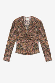 Zekia printed long-sleeve top - Black-ochre - Woman