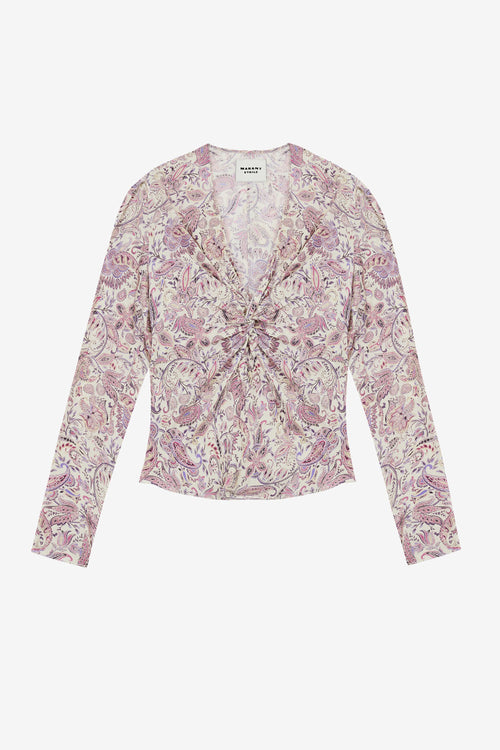 Zekia printed long-sleeve top - Ecru-purple - Woman