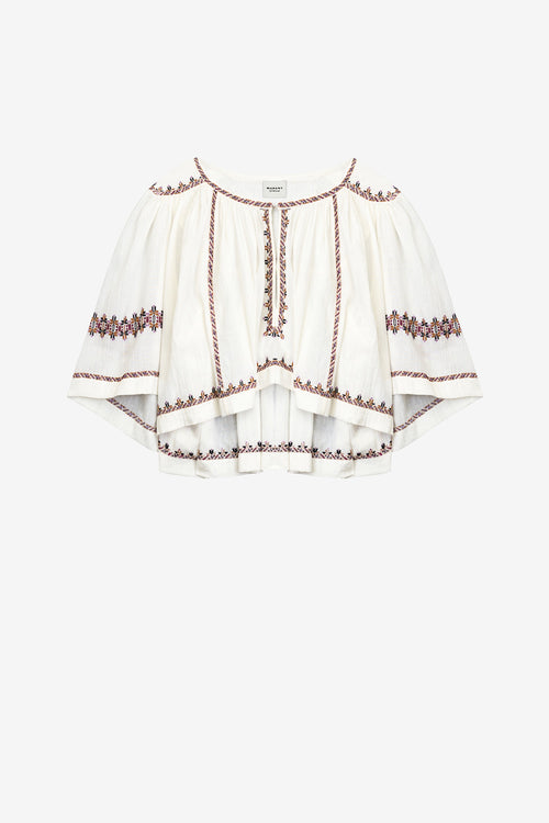 Top felicity aus bestickter gaze - Ecru-ochre - Woman