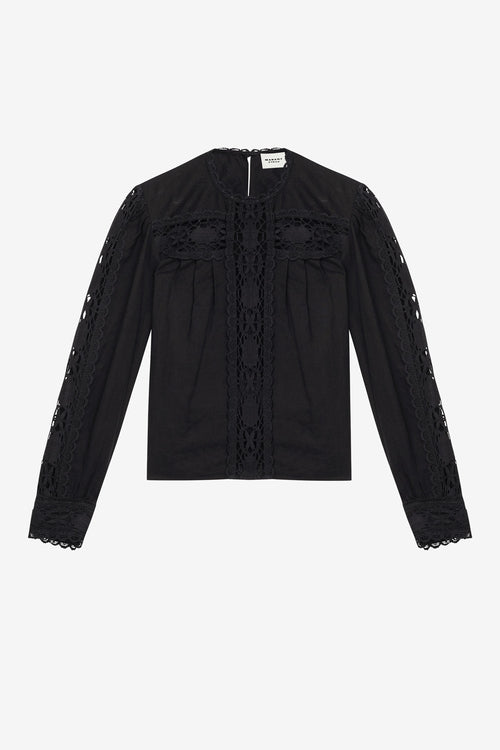 Valmira コットン&リネン混紡 ブラウス - 黒 - Woman