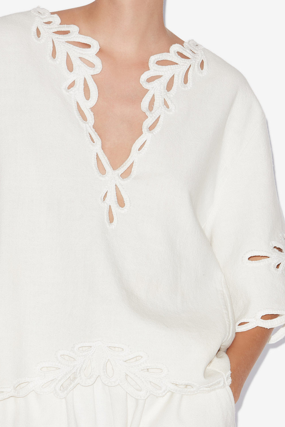 Shana openwork embroidery top - White - Woman - 3