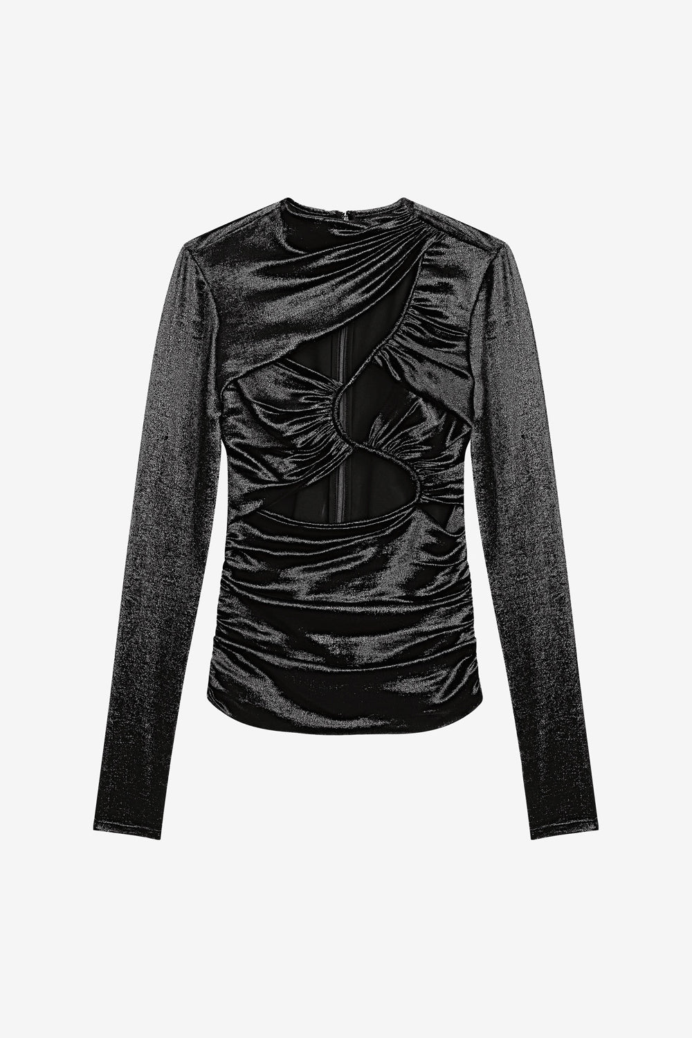 Drapiertes top rose aus seide und lurex - Schwarz - Woman - 1