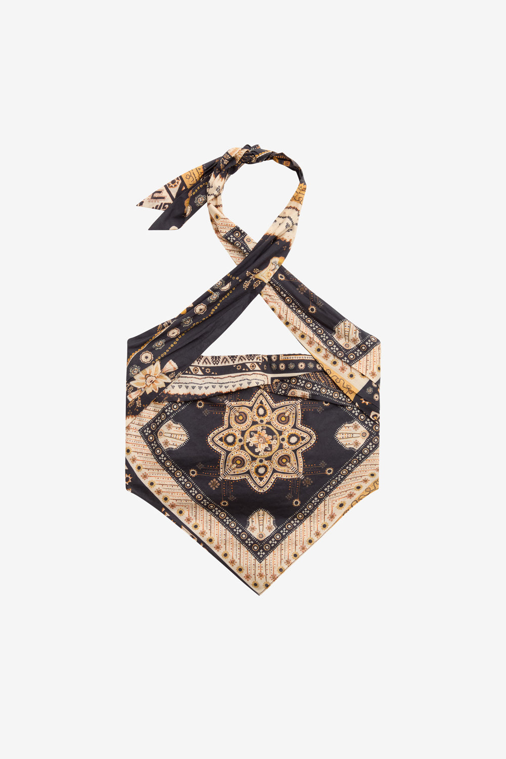 Top de seda de algodón estampado feyza - Black-ochre - Woman - 1