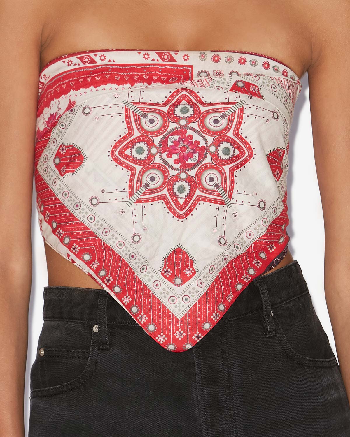 Top feyza Woman Red and ecru 2