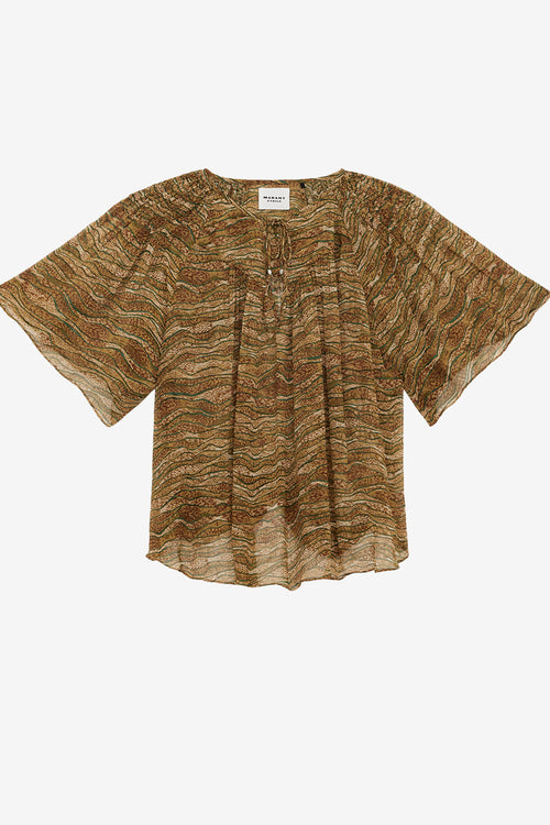 Neslya printed muslin top - Khaki - Woman