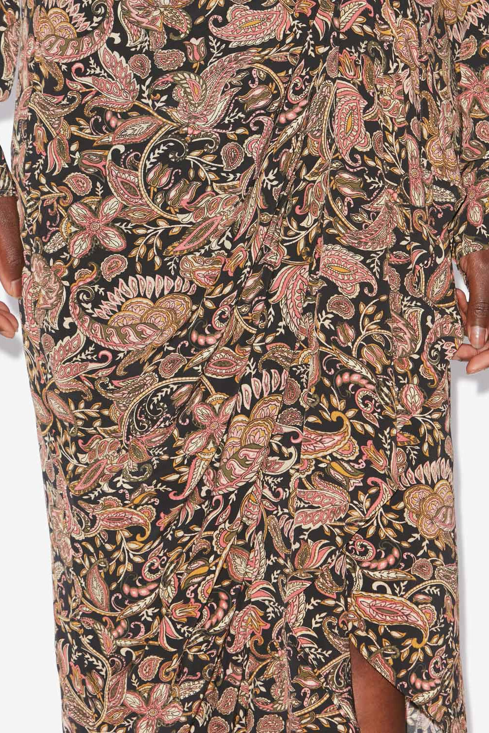 자인 프린트 드레이프 스커트 - Black-ochre - Woman - 3