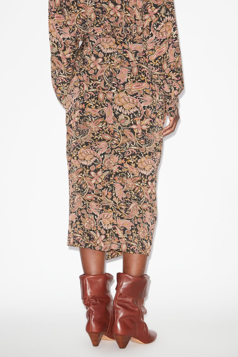 자인 프린트 드레이프 스커트 - Black-ochre - Woman - 5