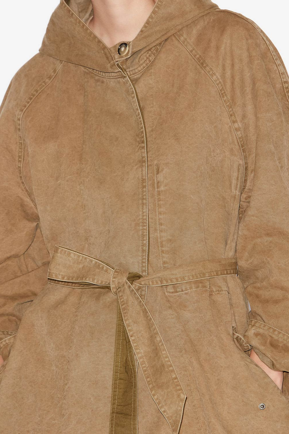 Manteau long ketlyn en coton enduit  - Light bronze - Woman - 3