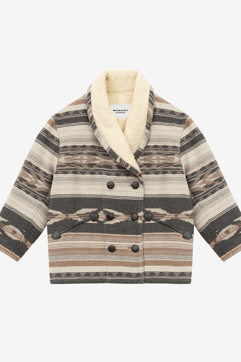 도카스 그래픽 패턴 울 코트 - 검정으로 씻어낸 - Woman - 1