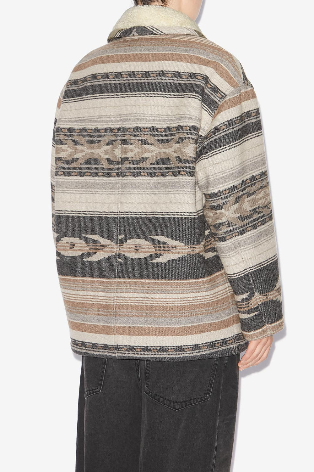 도카스 그래픽 패턴 울 코트 - 검정으로 씻어낸 - Woman - 5