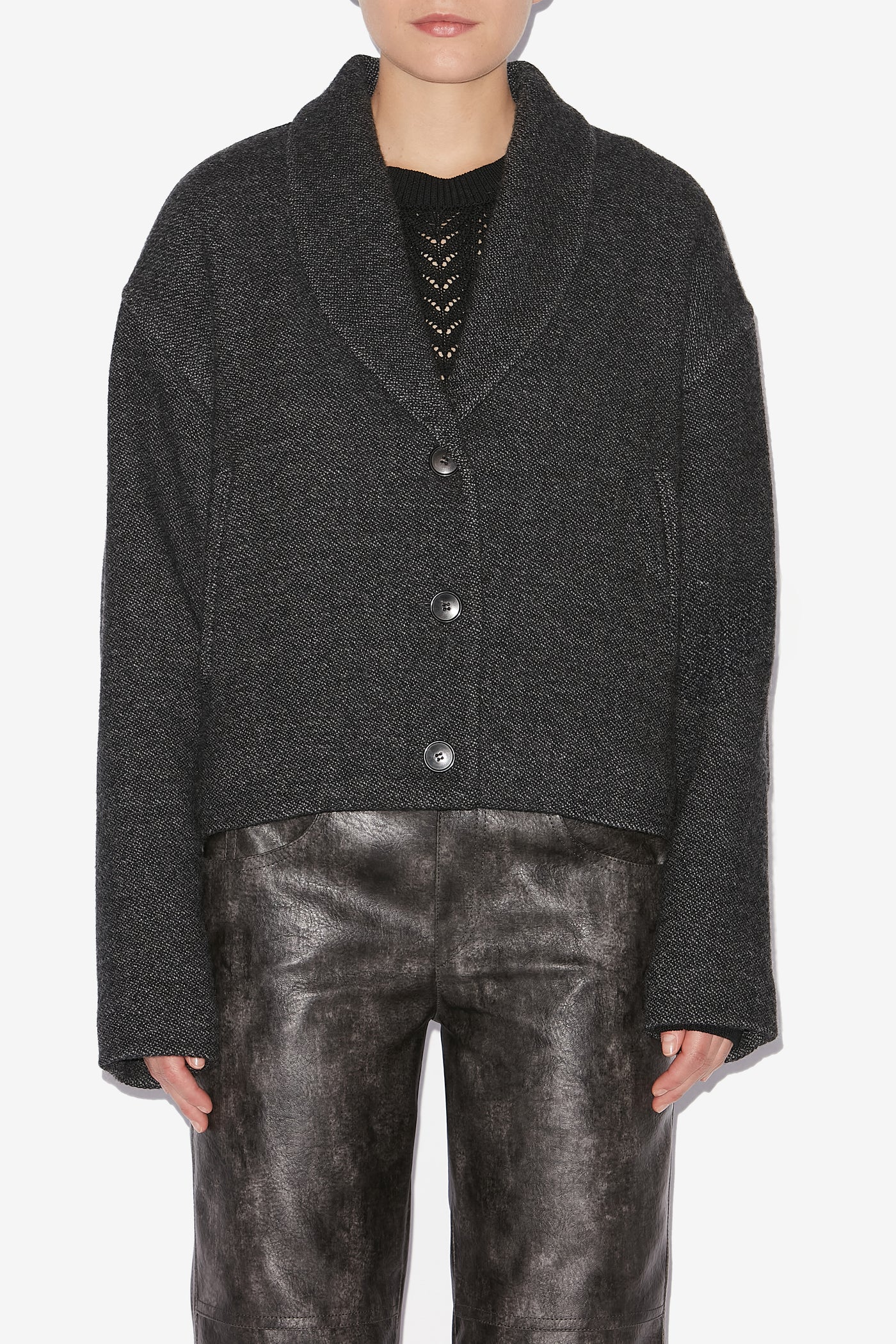 Manteau court lanna en laine vierge - Anthracite - Woman - 4