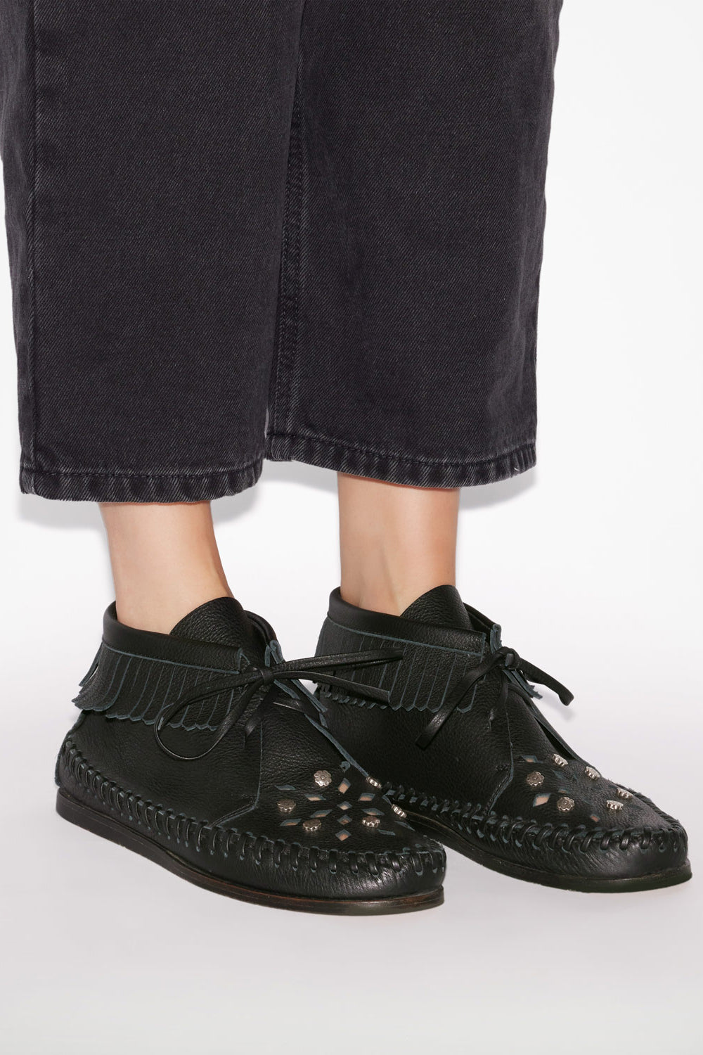 Felsa グレインレザー製 ハイトップ モカシン - 黒 - Woman - 5