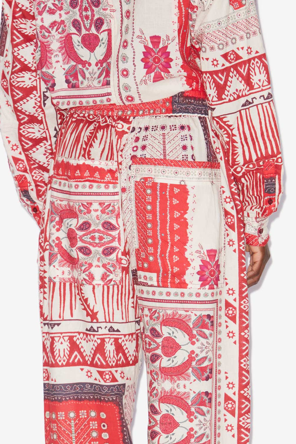 Fedora cotton voile bandana print pants - Red and ecru - Woman - 5